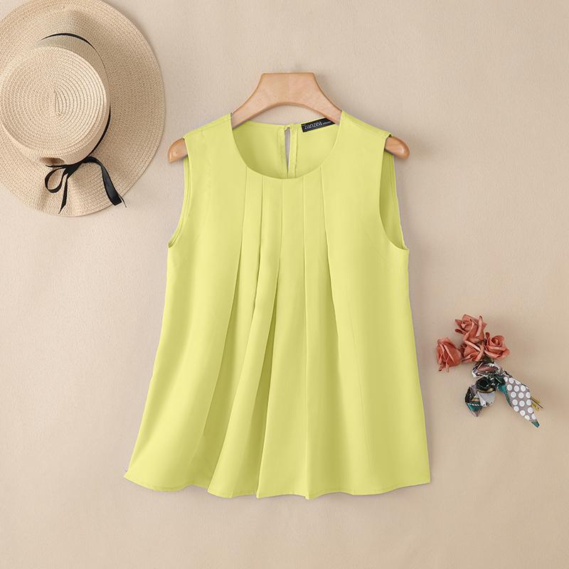 ZANZEA Women Casual Round Neck Summer Sleeveless Tank Tops