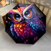 1 PC Automatic Folding Umbrella - Owl Artwork Pattern, Portable & Foldable Design with 8 Ribs, Christmas Birthday Gifts