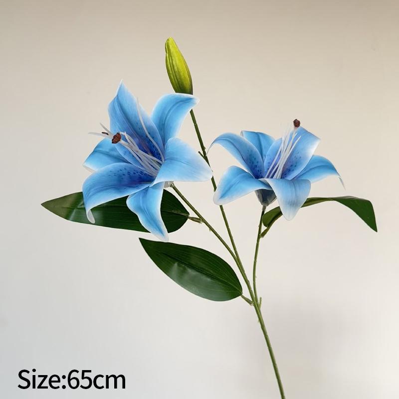 2 Heads Big Lily Artificial Flower Branch Simulation Decorative Bouquet Fake Lily Branch DIY Handmade Bouquet Wedding Decoration