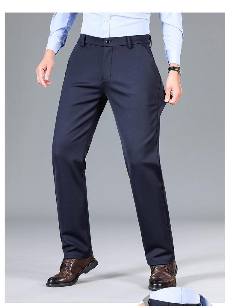 Men's Tiger Head Embroidery Autumn Straight-Leg Stretch Pants - Wrinkle-Resistant Casual Trousers