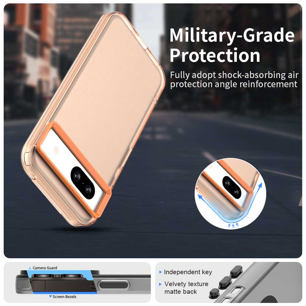 

For Google Pixel 8a Case PC+TPU+PET Matte Anti-Drop Phone Back Cover Orange
