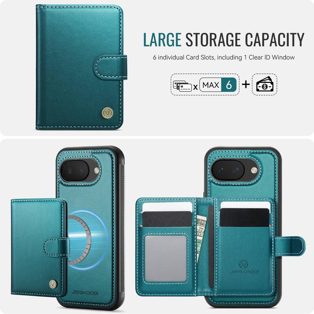 Pro Google Pixel 10A Magnetické 2v1 Odnímatelné pouzdro s peněženkou RFID Blokování Držák na karty PU Kůže Sklopný kryt Stojánek Nárazuvzdorný