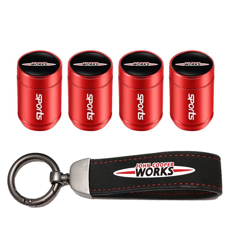 Car Tire Wheel Valve Caps Cover Suede Car Key Chain Ring Keychain For MINI WORKS One Cooper JCW R60 R59 R58 R57 R56 R55 R53 R52+