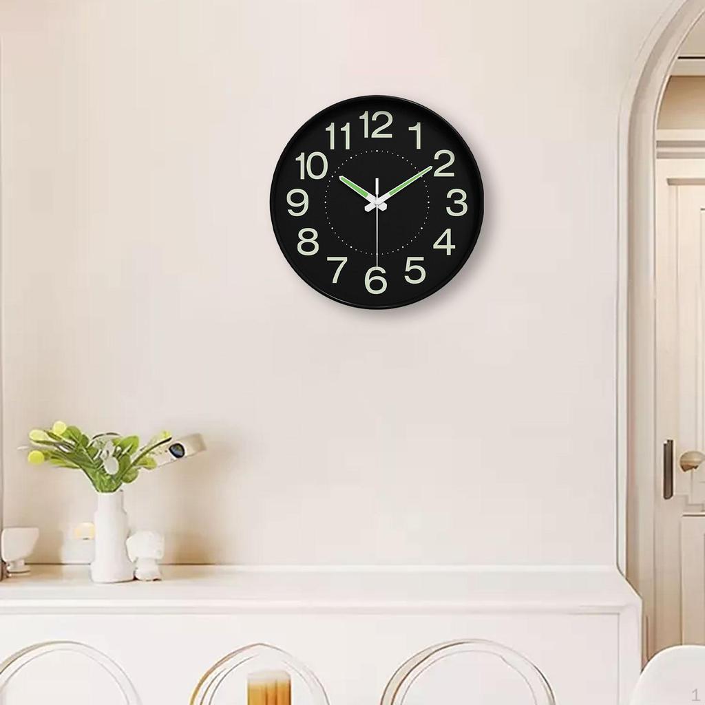 Contemporary Round Hanging Clock with Night Light Display Material And Lightweight for Bedroom