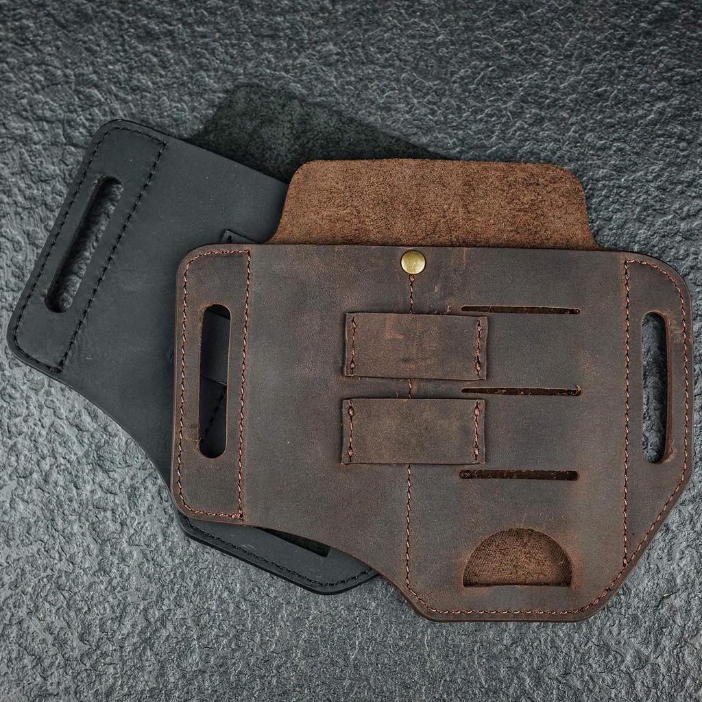 VIPERADE PJ13 EDC Leather Knife Belt Flashlight Handcrafted Organizer Sheath for Tactical and Tools Sheath, Sheath/Leather Holster/Leatherman