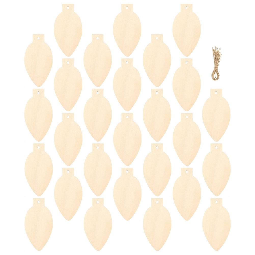 10 Pcs Wooden Light Bulb Slices Unfinished DIY Christmas Decoration Hanging Xmas Tree Wall Door Window Festive Crafts