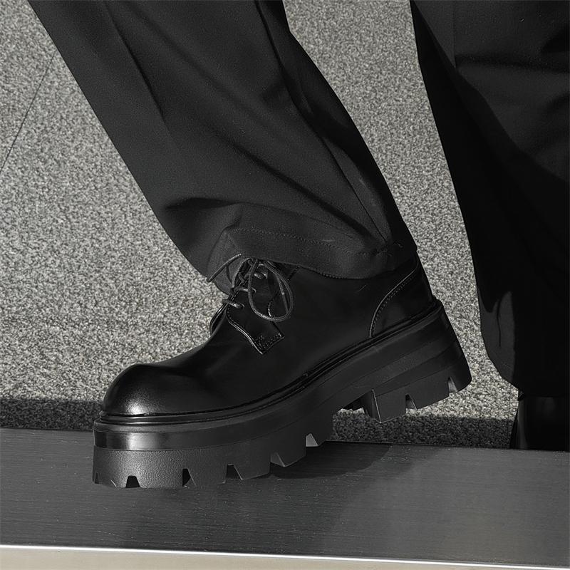 Fashion Stylish Men Wide Toe Tooling Oxfords Shoes 2025Classics Casual Leather Outdoor Work Derby Shoes Lace-up Comfy Thick Bottom Shoes