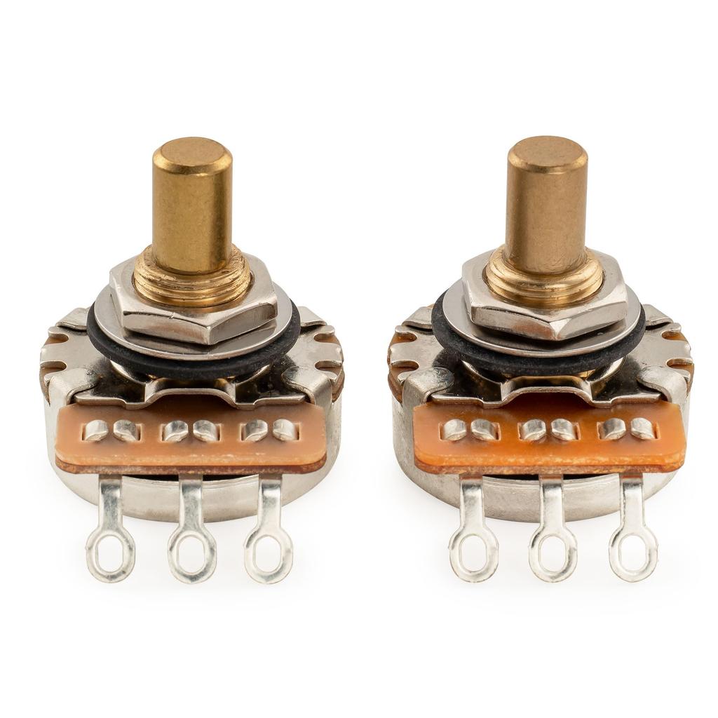 Musiclily Pro HD Short Solid for JB Electric A250K+B250K Potentiometer, Brass, Shaft, 1/4" A/B Curve, Telecaster, PB, Guitar/Bass (1A/1B Set)