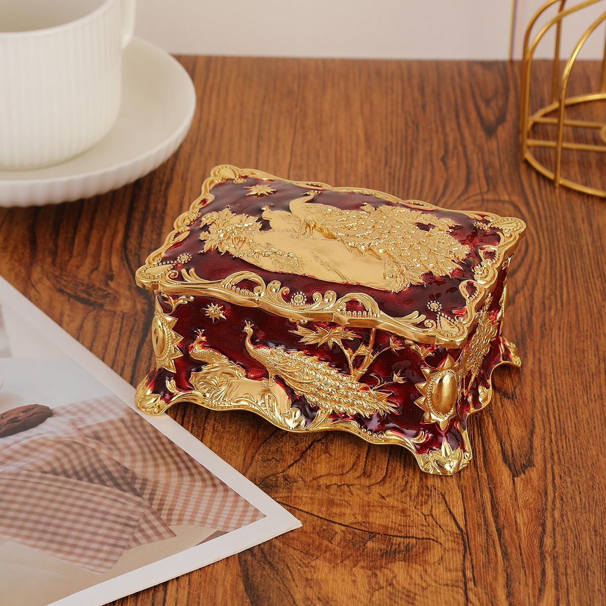 New Creative Colorful Zinc Alloy Peacock Jewelry Box - Jewelry Storage Tray for Tabletop - Jewelry Box