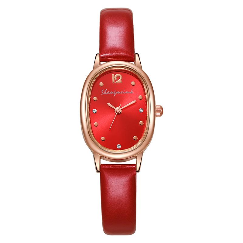Retro Oval Ladies' Quartz Watch - Leather Strap, Simple Design