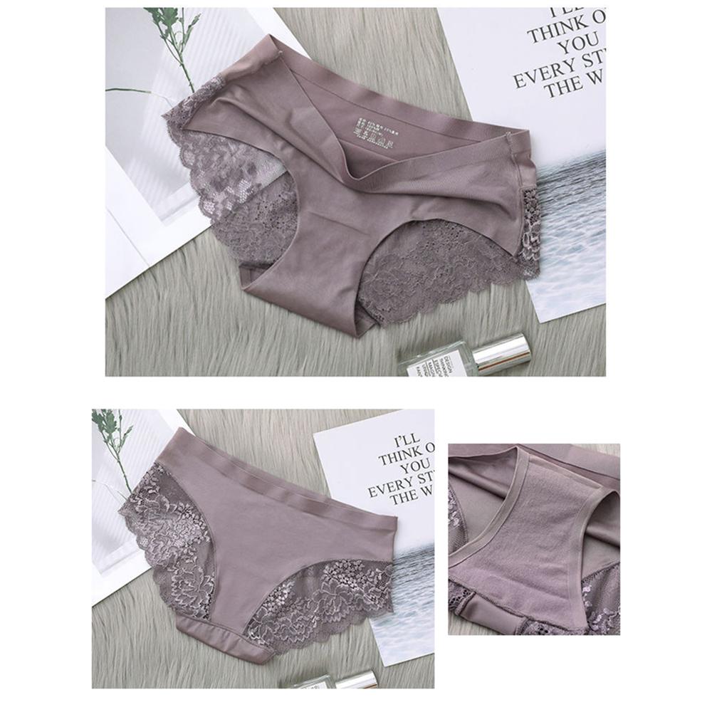 Charmleaks Women’s Panties Sexy Seamless Silky Panties Back Lace Cutout Solid Comfortable Soft Briefs S-2XL 1 PCS