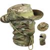 Camouflage Fischerhut mit Gesichtsmaske 2er Set Outdoor Taktischer Anglerhut Sommer Sonnenschutz für Wandern Training