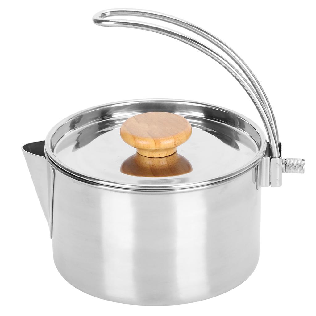 Edelstahlkessel, tragbarer faltbarer Kaffee-/Teekessel für Grillen im Freien, Camping-Picknick