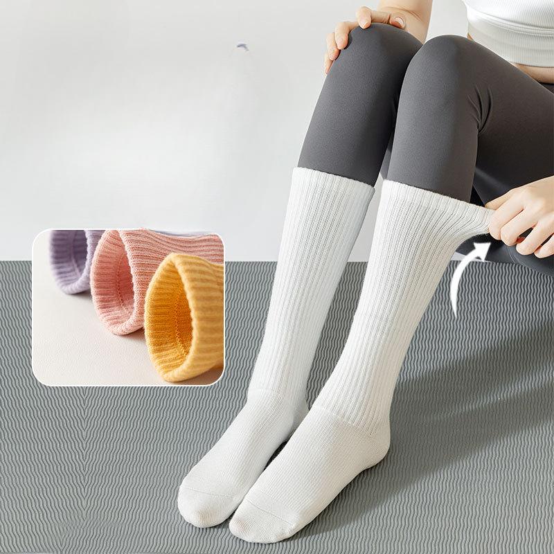 Yoga Socks, Women's Mid-calf Socks, Professional Fitness Pilates Socks, Silicone Anti-slip Sports Long Socks, Sweat-absorbing Cotton Socks