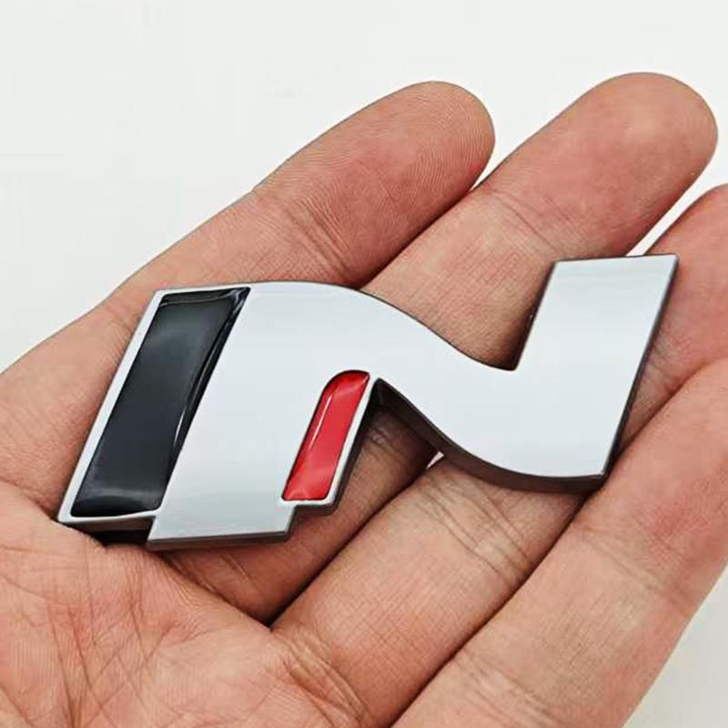 HWCB2 3D Metall Auto Styling N Logo Plakette Heckklappe Kofferraum Emblem Aufkleber Decal Für Hyundai i20 i30 Sonata Kona Elantra Tuson Zubehör