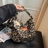 Autumn/Winter 2025 Korean Style Leopard Print Plush Tote Bag - Versatile Shoulder & Crossbody for Women