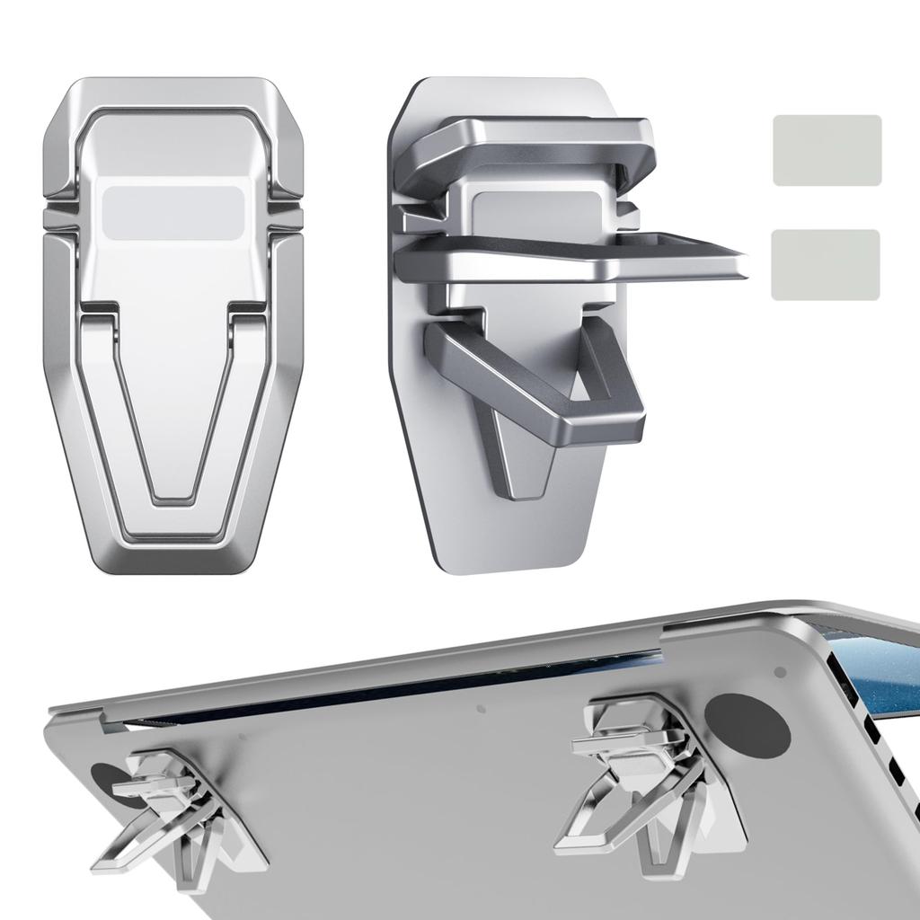 AIFOEVER Laptop Notebook PC Stand with Cooling Zinc Alloy Stand, Pad, Adhesive, Foldable, Ergonomic, Four-Stage Adjustment, (Silver)