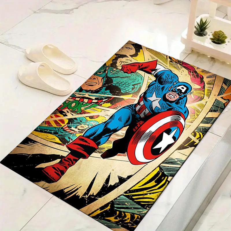 1Pc Captain America Action Rug, Office Carpet Indoor Outdoor Doormat, Non-Slip Soft, Living Room, Christmas Halloween Gift. M928671