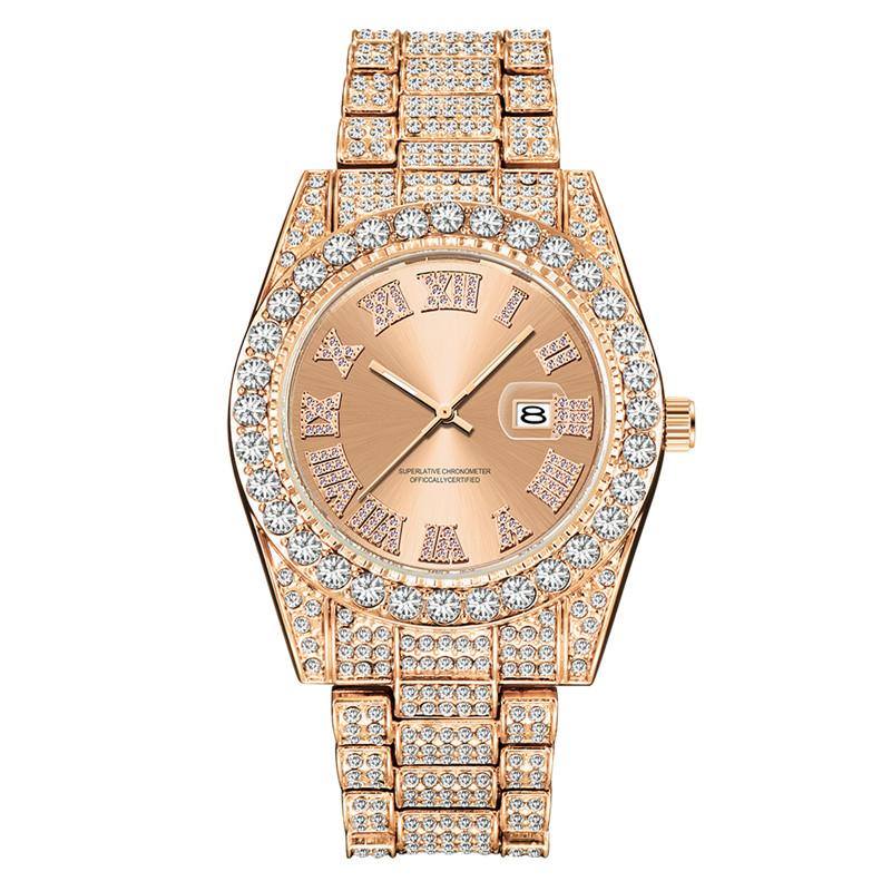 Men Genuine Big Brand Designer Watches Luxury Diamond Golden Fashion Alloy Band Calendar Quartz Gifts Watch Silver Reloj Hombre
