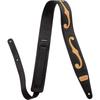 Gretsch Leather Guitar Strap F Hole Black Tan Adjustable