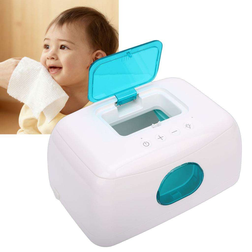 Baby Wipes Warmer, USB Powered Wet Wipes Dispenser with Large Capacity up to 120 Wipes, Visible Window and Soft Night Light, for Baby