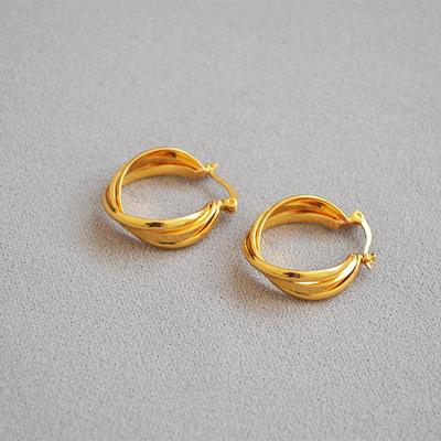 Латунні сережки-кільця з покриттям 18K золотом: Європейський та американський дизайн, сучасний мінімалістичний стиль