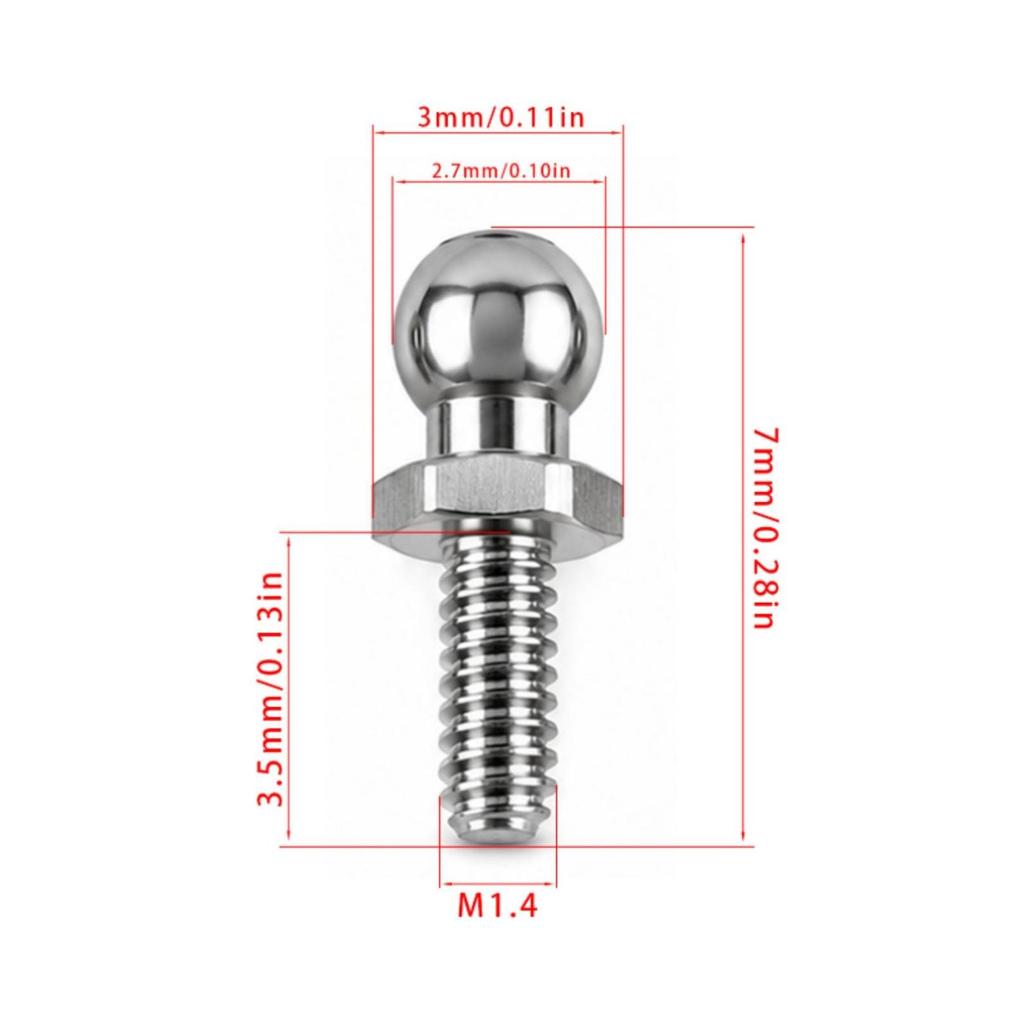 10 Pieces RC Car Screw Threaded Shaft M1.4 Machine
