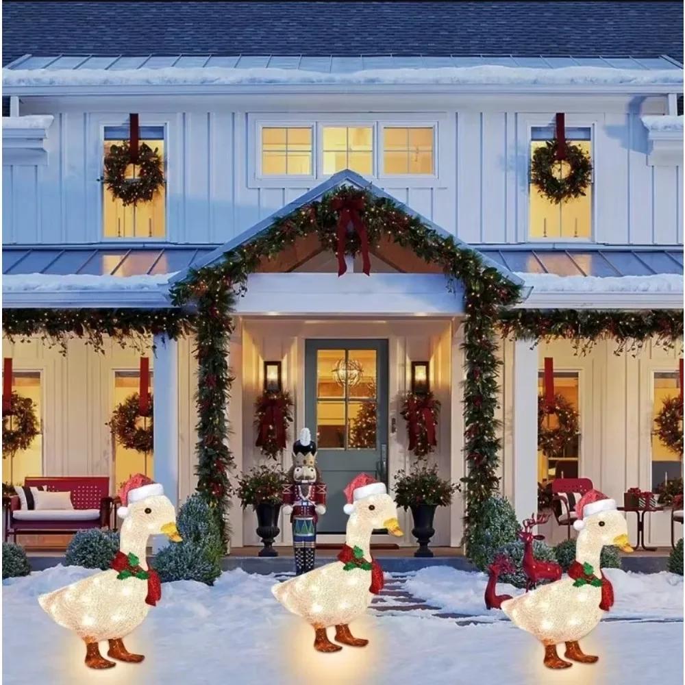 Courtyard Christmas Led Night Lights Outside Garden Decoration Ornaments Chicken Hen Glowing Pastoral Chickens Lamps