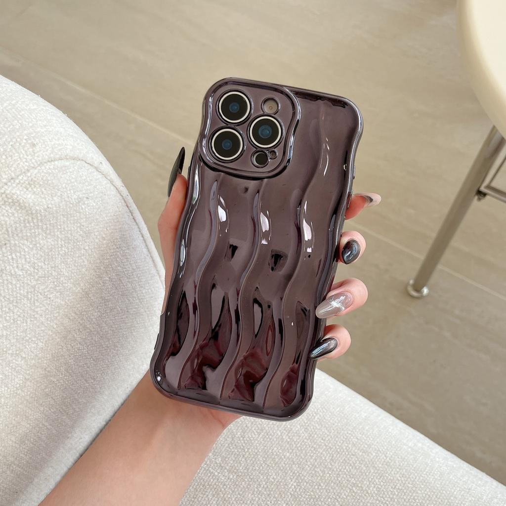 Electroplated 3D Water Ripple Pattern Phone Case for IPhone 17 16 15 14 13 Pro Max Shockproof Soft TPU Back Cover