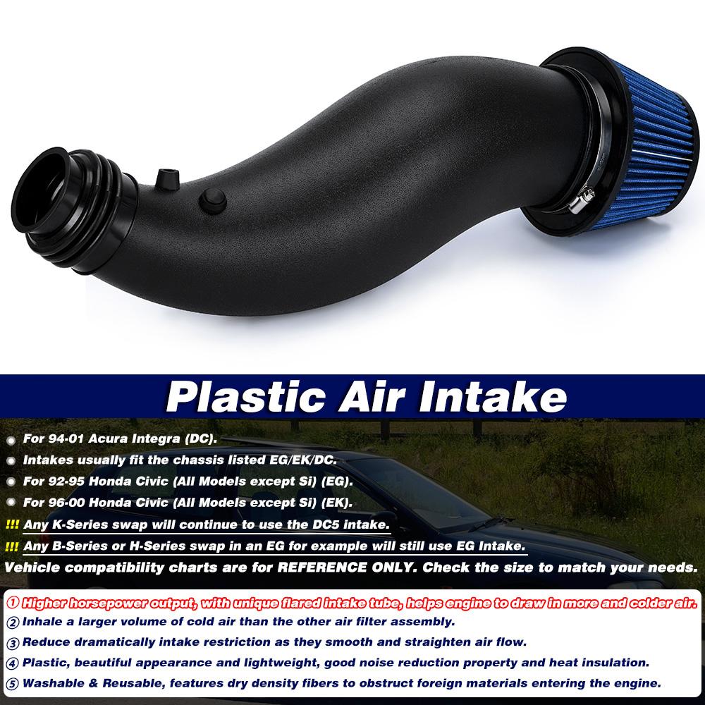 Cold Air Filter Intake Pipe Kits Power High Flow Car Plastic Air Filter Air Intake Pipe For 92-00 Honda Civic EG EK Auto Parts