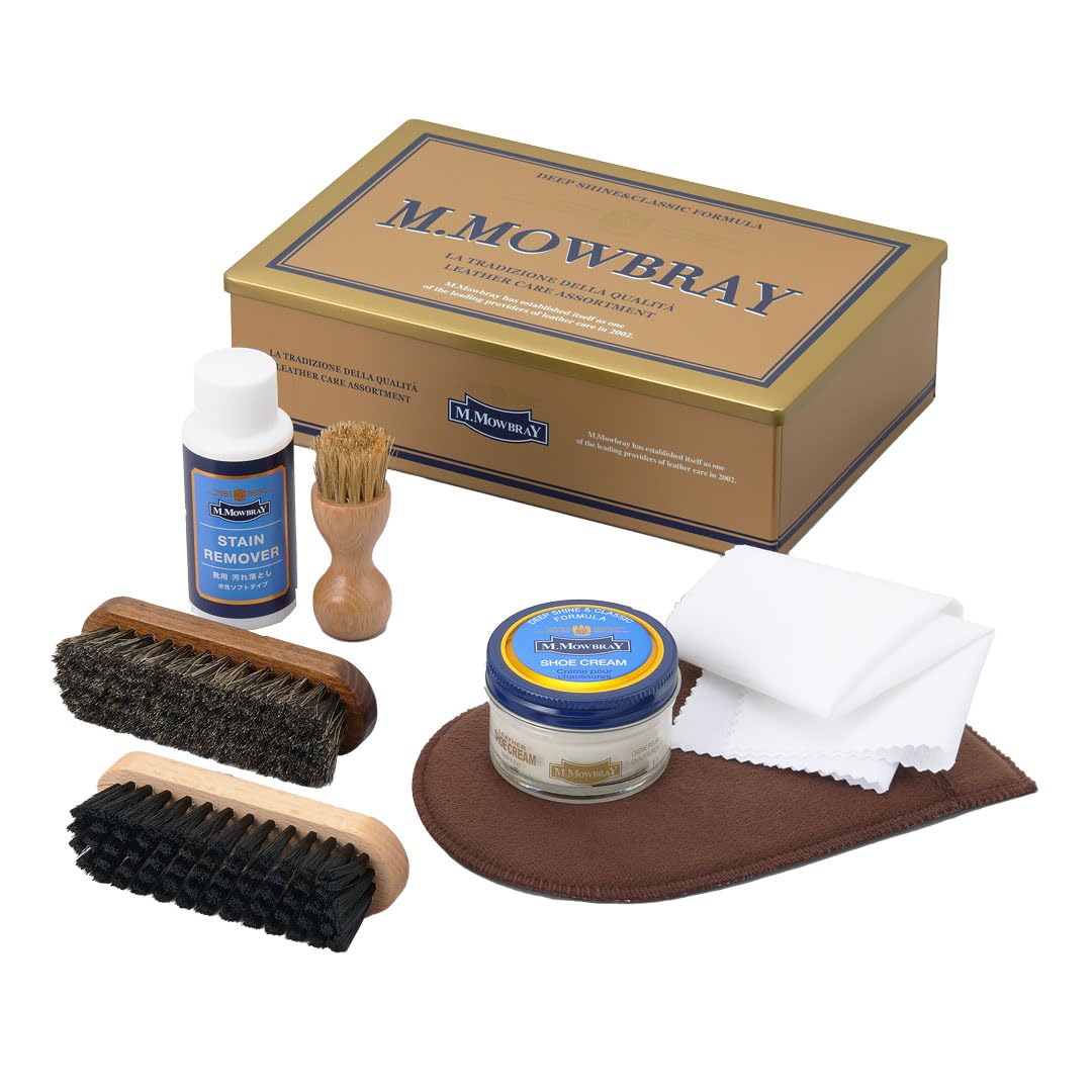 

[M. MOWBRAY] Shoe Care St. William Set Shoe Cream Brush Cleaner Cloth Gift Present Smooth Leather Neutral Free