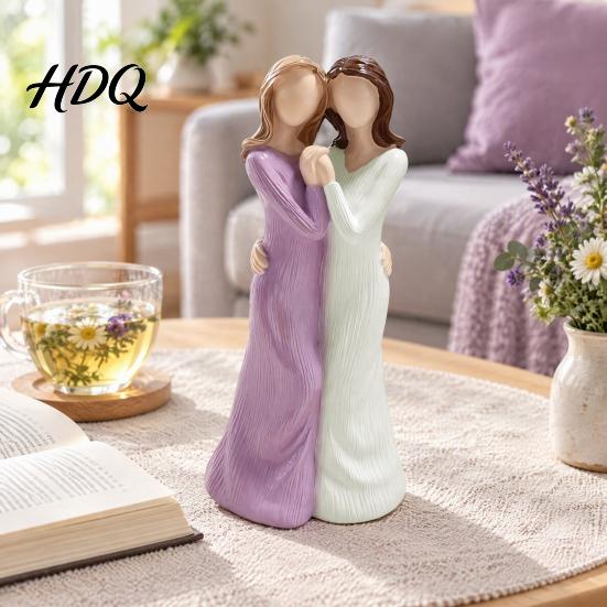 Angel Figurines for Home Decor Sister Figurines Hand Carved Resin Statue Living Room Unique Gifts Best Friends Bedroom Decor Heartwarming Friendship