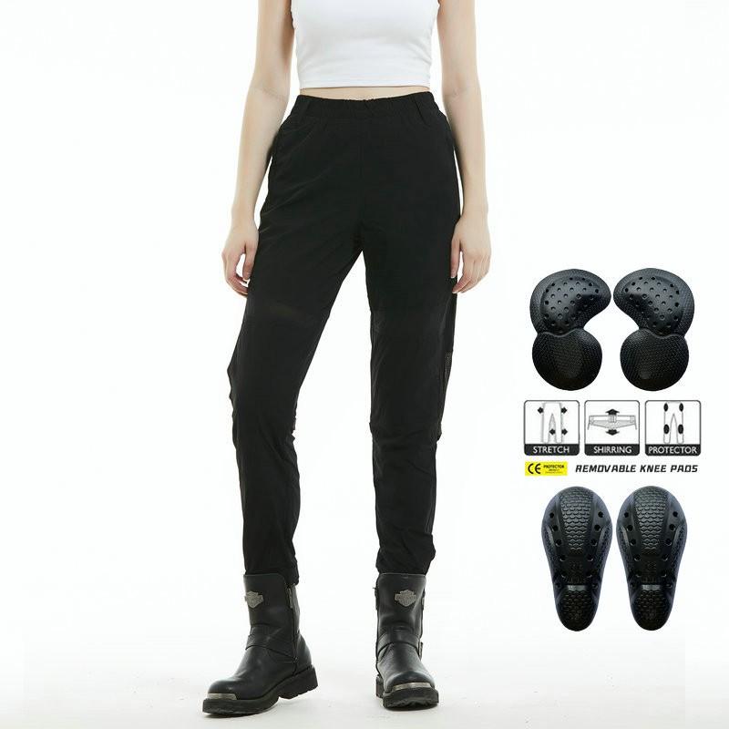 Womens Motorcycle Riding Pants Breathable Mesh Stretch Protective Casual Biker Trousers