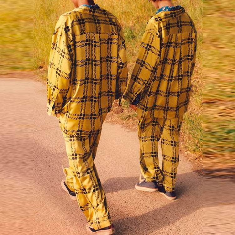 UNIQLO Marni Collaboration SS22 Plaid Straight Leg Casual Pants Women bottoms Mustard 449552-49