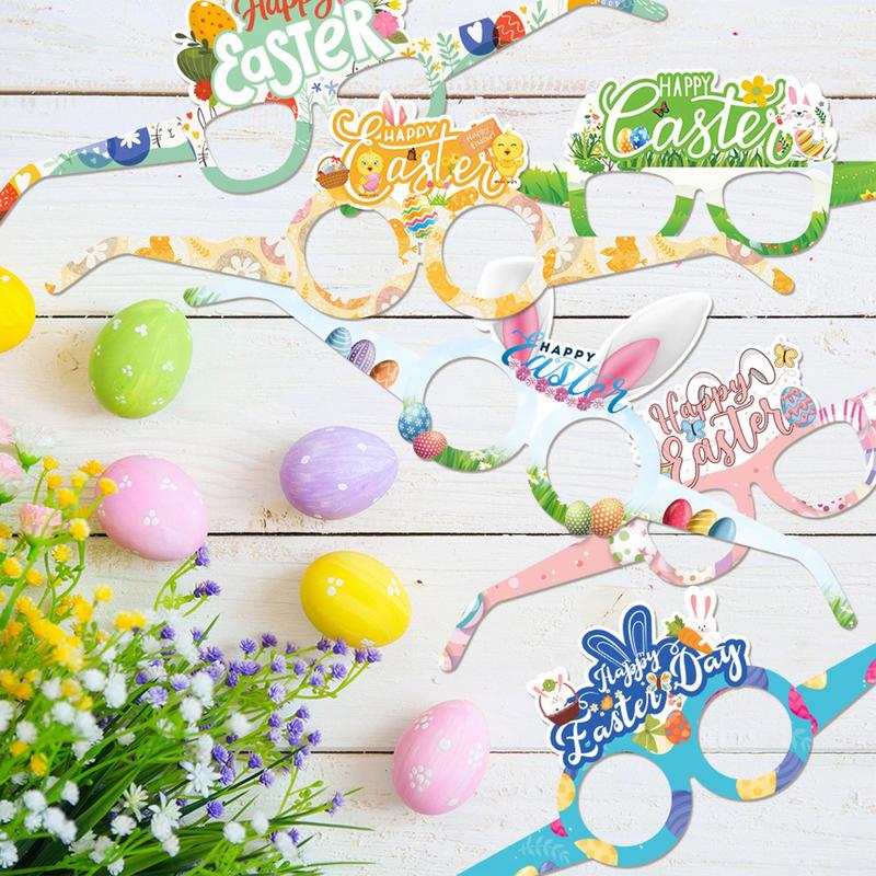 12pcs Easter Party Glasses Easter Glasses Easter Photo Booth Props Paper Funny Easter Party Decorations Easter Egg Birthday Gift