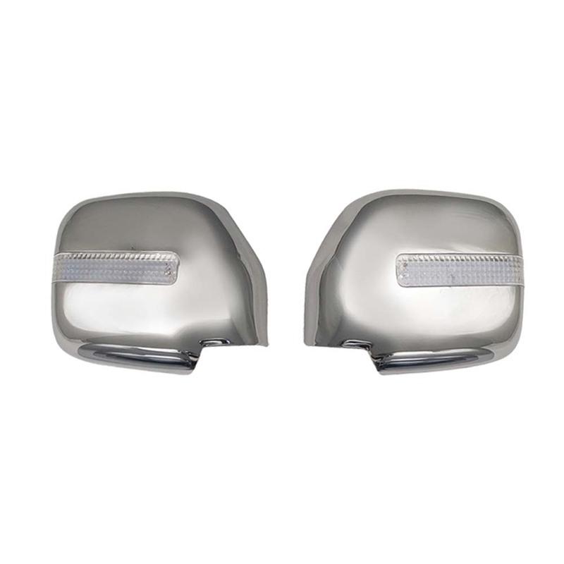 Car Decoration Door Mirror Cover With LED For Toyota Land Cruiser Prado FJ90 1998-2002 Chrome Silver Cars Accessories Styling