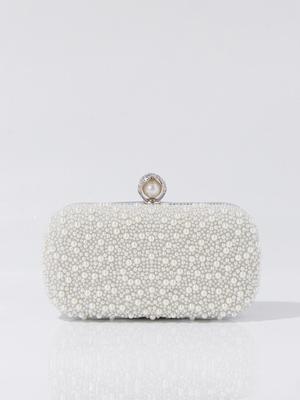 Pochette da sera vintage con perle per donna