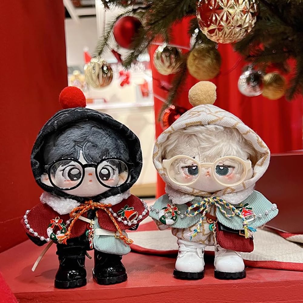 niannyyhouse 10cm Plush Printed Leather Cape Cotton Accessories Clothes, Cape, Hoodie, Backpack, Glasses, Shoes, Suit, Doll, Dress-Up (Green)