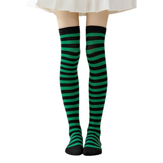 Striped Thigh High Socks Women Colorful Over-the-Knee Socks Retro Stretchy Thigh Highs for Girls Cosplay Lolita Costume