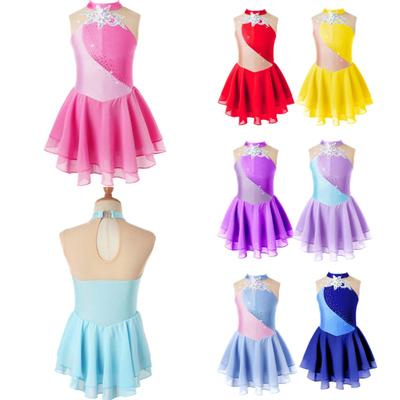 Figure Ice Skating Dress for Girls Kids Ballet Dance Dress Child Gymnastics Lyrical Dance Dress Costumes