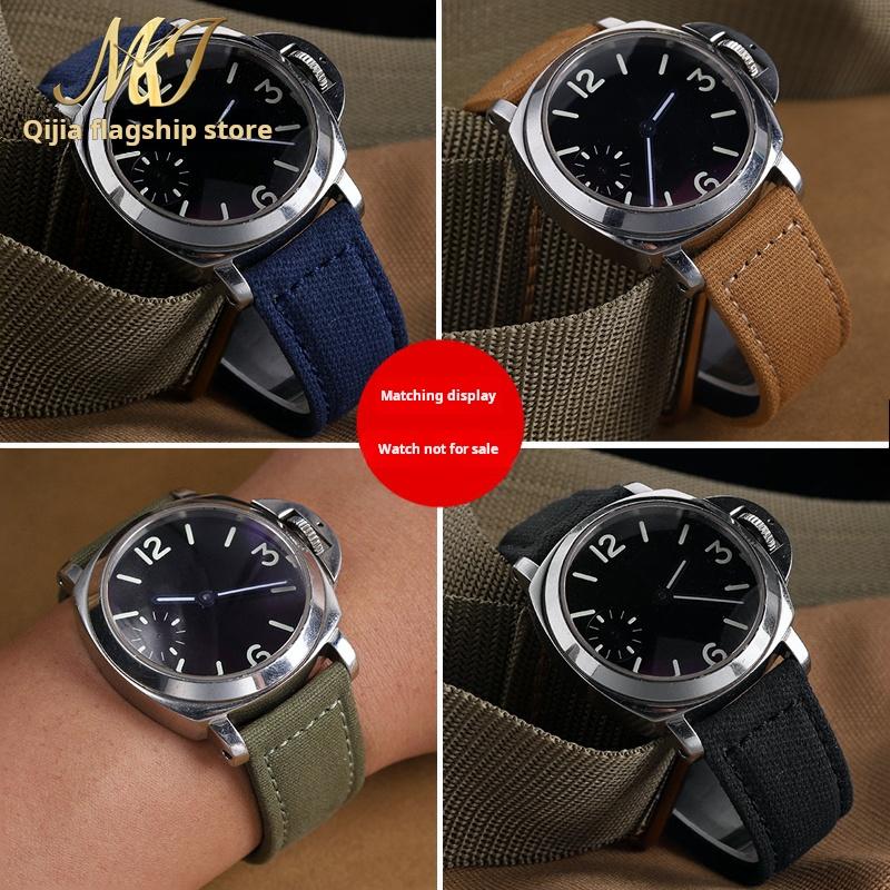 Voor Panerai PAM111 441 137 386 heren Horlogeband Nylon Canvas nylon Koeienhuid Horlogeband 20 22 24mm Roestvrijstalen Gesp Accessoires