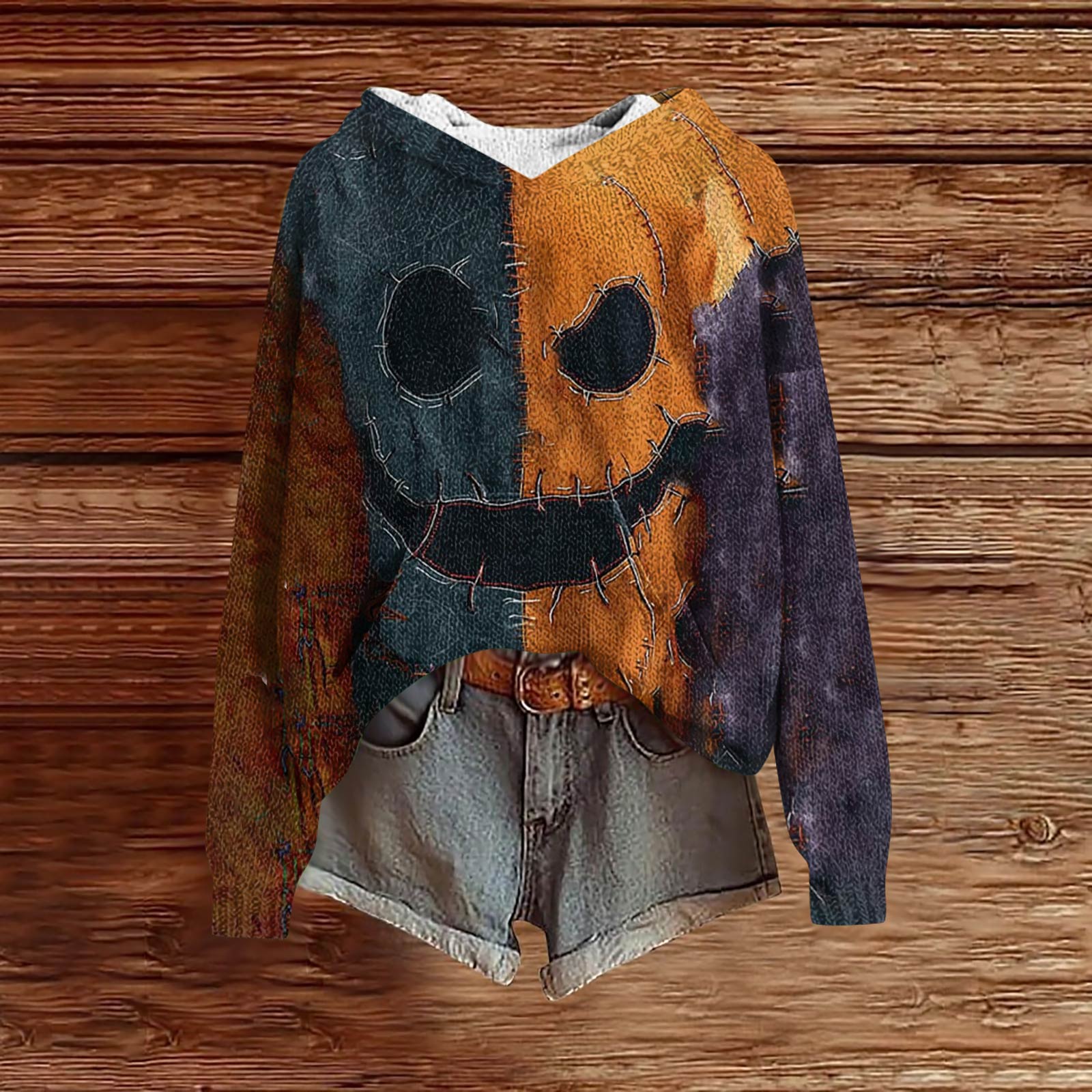 

Женские толстовки Вязаный свитер Милая рубашка Осенний пуловер Толстовка с капюшоном XL синий