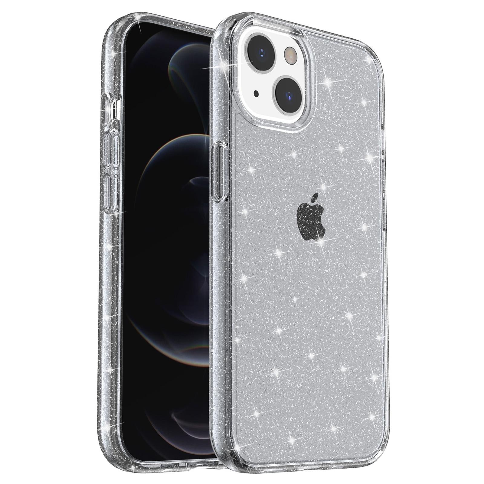 

For iPhone 15 Plus Sparkly Glitter Protective Case Shockproof Hard PC+Soft TPU Phone Cover Grey