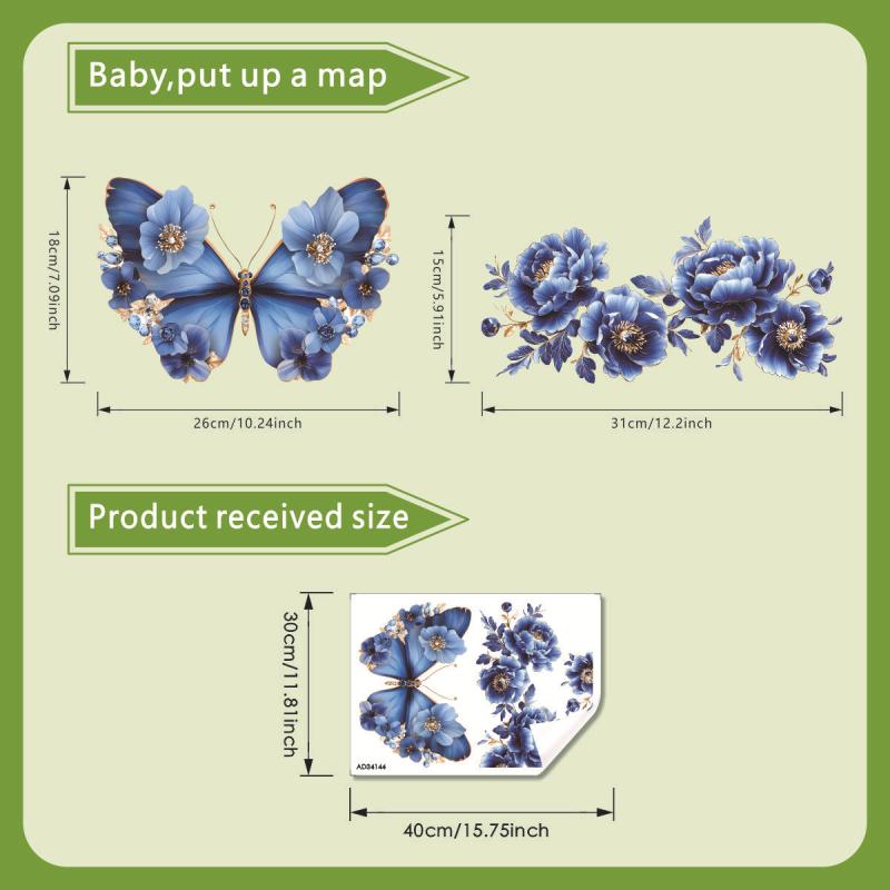 Waterproof Butterfly Wall Stickers Bathroom Toilet Sticker Modern Flower Pattern Self-adhesive Paintings For Living Decoration