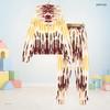 Kids Boys Girls Hooded Long Sleeve Striped Printed Sweatshirt Cuffed Pants Two Piece Set
