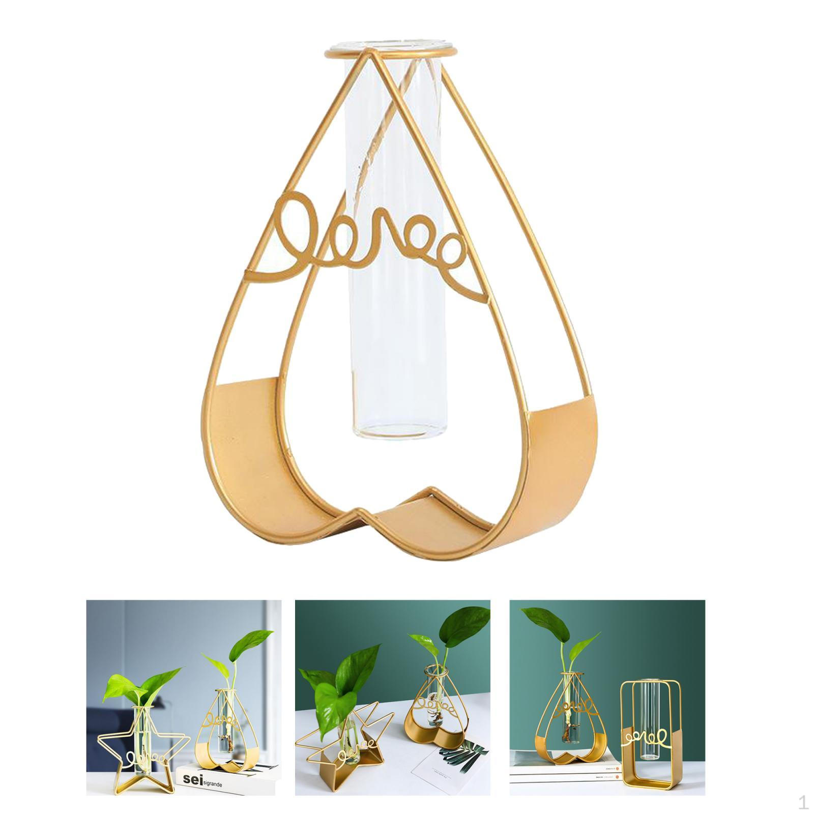 Bud Vase in Iron Stand, Tabletop Terrarium er, , and home Decoration Heart