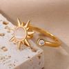 Sun Cat Eye Stone Rotating Opening Ring, Female Adjustable Zircon Stress Relieving Fingertip Gyro Ring, Anti Anxiety And Str