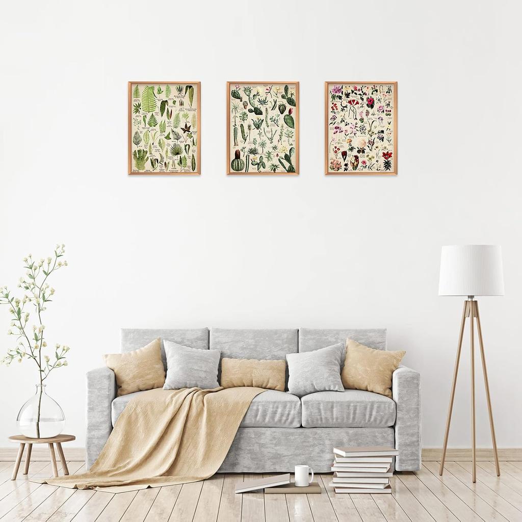 Fainne Set of 6 Plant Poster Vintage Botanical Prints 12 X 16 Inch Linen Decorative Wrap Poster Tree Art Picture Vintage Mushroom Floral Nature Decor