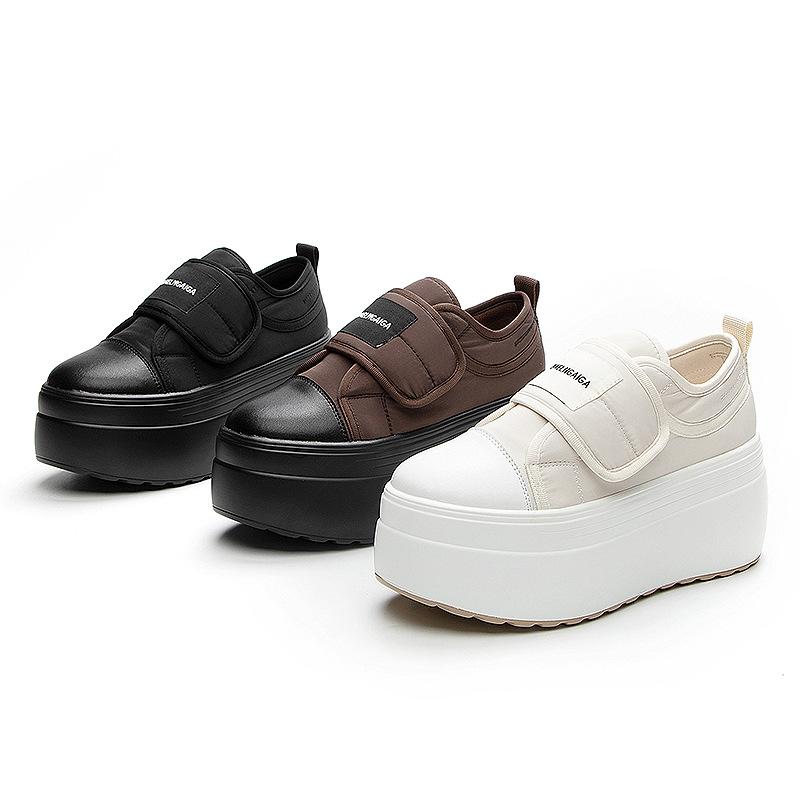 Muffin Little White Shoes Women's 20254 Spring and Autumn New One-pedal Women's Shoes Biscuit Shoes Velcro Platform Casual Bread