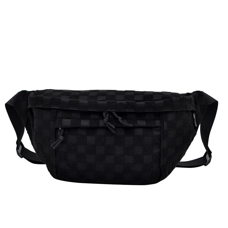 

Large capacity backpack, messenger bag, women s fashion trendy fanny pack, simple solid color street bag чёрный